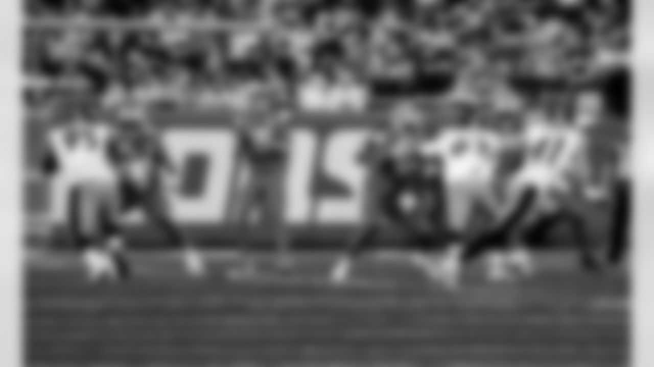 Detroit Lions offensive lineman Tate Ratledge (69), Detroit Lions quarterback Jared Goff (16), Detroit Lions center Kingsley Eguakun (65), and Detroit Lions running back Jahmyr Gibbs (0) during an NFL football game against the Pittsburgh Steelers on Sunday, Dec. 21, 2025 in Detroit. (Jeff Nguyen/Detroit Lions via AP)