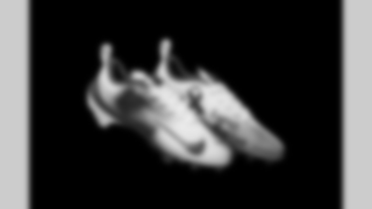 Cleats belonging to Detroit Lions cornerback Terrion Arnold (6) photographed at the Meijer Performance Center on Nov. 12, 2025 in Allen Park, Mich. (Jeff Nguyen/Detroit Lions)