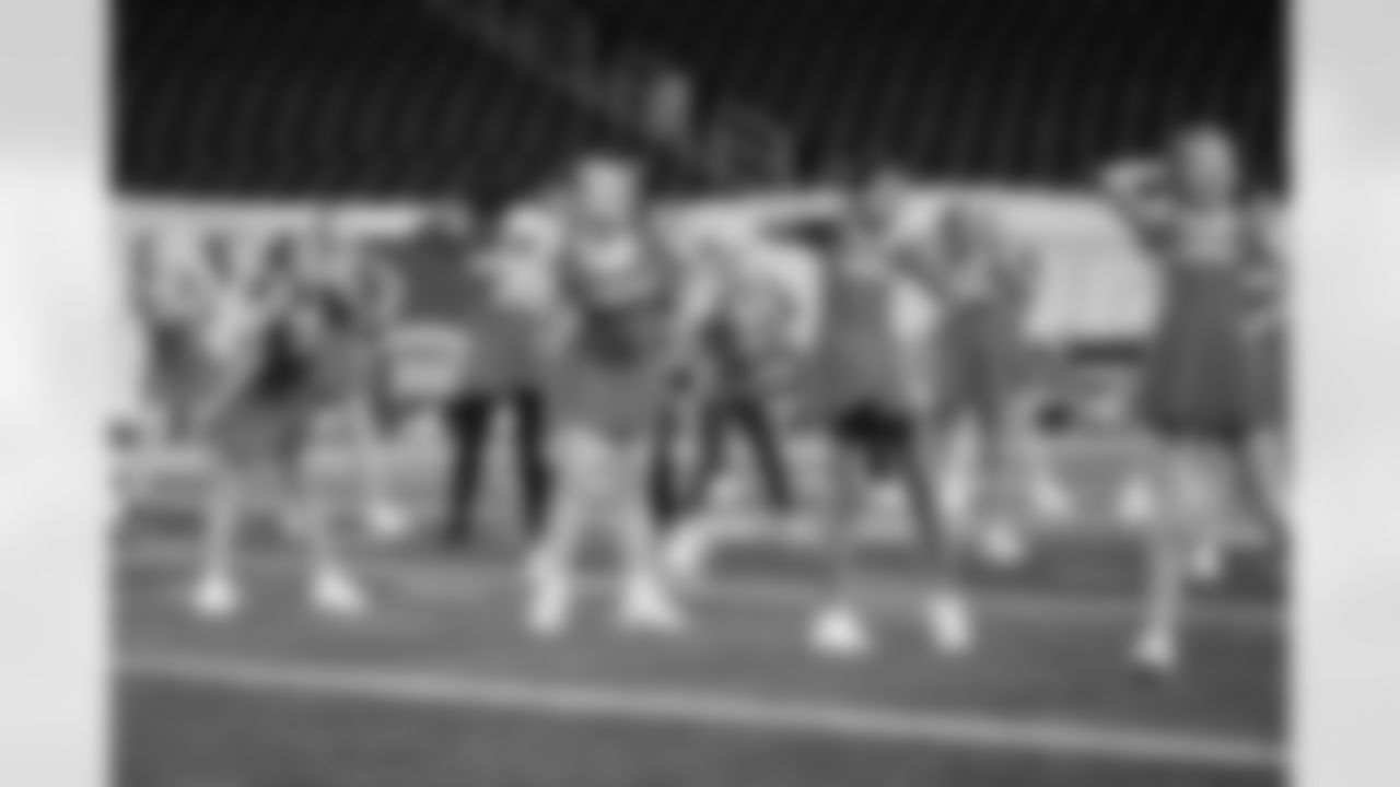 Participants during the junior cheer clinic at Ford Field on Dec. 7, 2025 in Detroit. (Mike Ferdinande/Detroit Lions)
