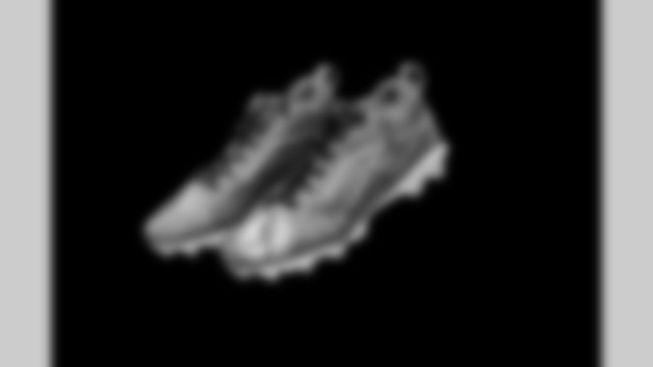 Cleats belonging to Detroit Lions linebacker Trevor Nowaske (53) photographed at the Meijer Performance Center on Nov. 12, 2025 in Allen Park, Mich. (Jeff Nguyen/Detroit Lions)