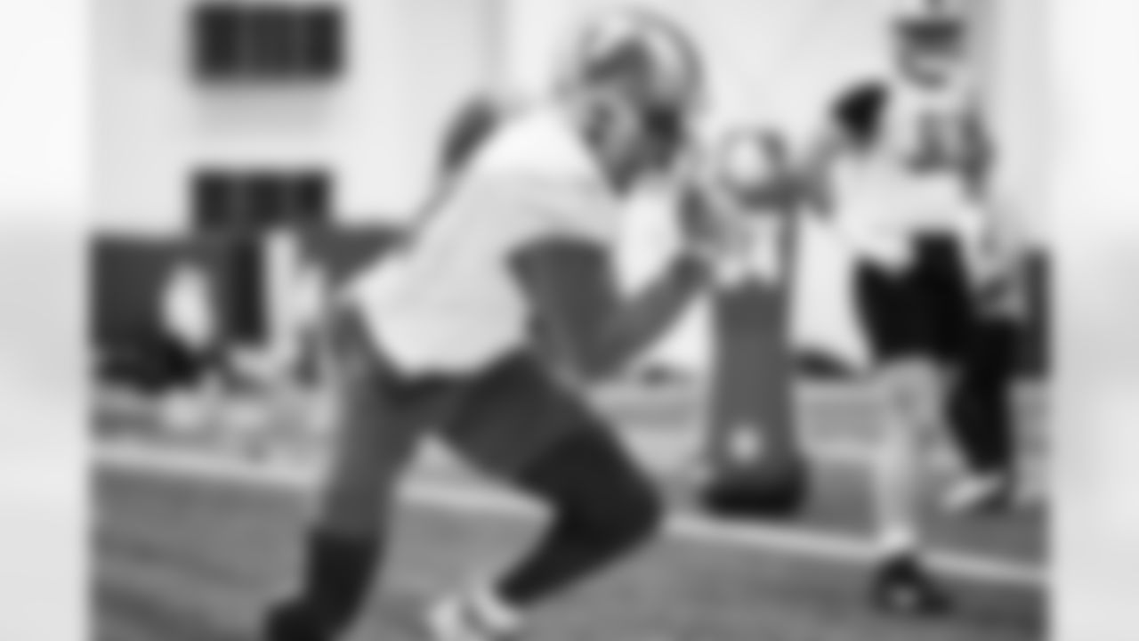 Detroit Lions linebacker Mitchell Agude (50) during practice at the Lions training facility in Allen Park, MI on November 10, 2023. (Jeff Nguyen/Detroit Lions)