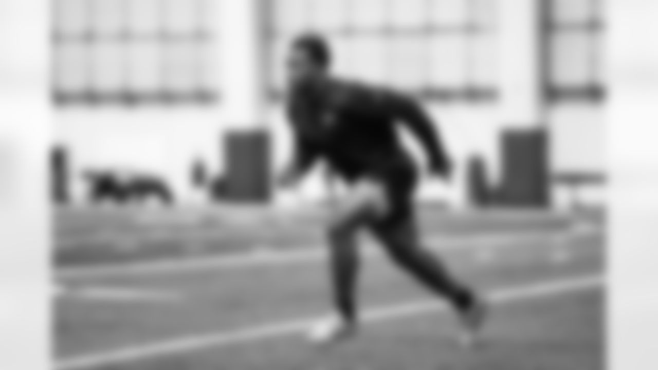 Detroit Lions linebacker Derrick Barnes (55) during offseason workouts at the Meijer Performance Center on May 6, 2025 in Allen Park, Mich. (Jeff Nguyen/Detroit Lions)
