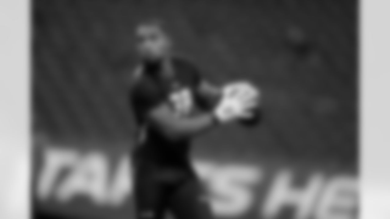 Memphis defensive back Arthur Maulet runs a drill at the NFL football scouting combine in Indianapolis, Monday, March 6, 2017. (AP Photo/Michael Conroy)