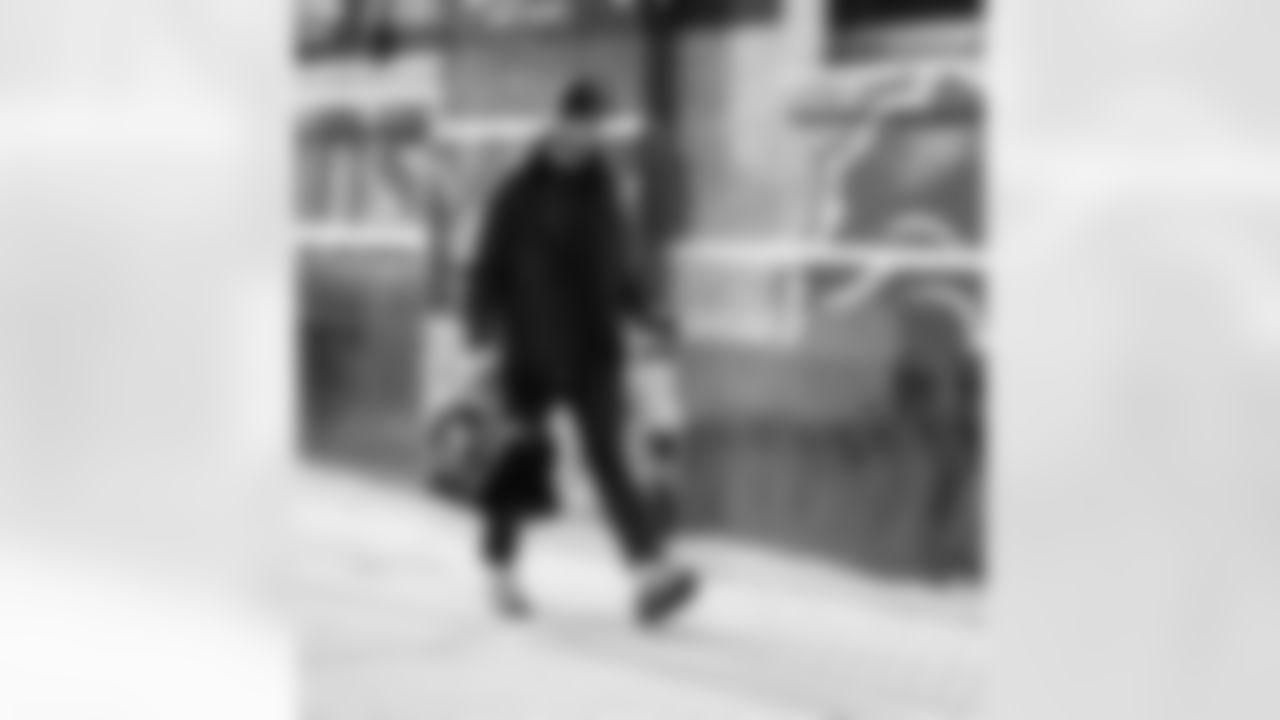 Detroit Lions punter Jack Fox (3) arrives to an NFL football game against the Green Bay Packers on Thursday, Nov. 27, 2025 in Detroit. (Jeff Nguyen/Detroit Lions via AP)