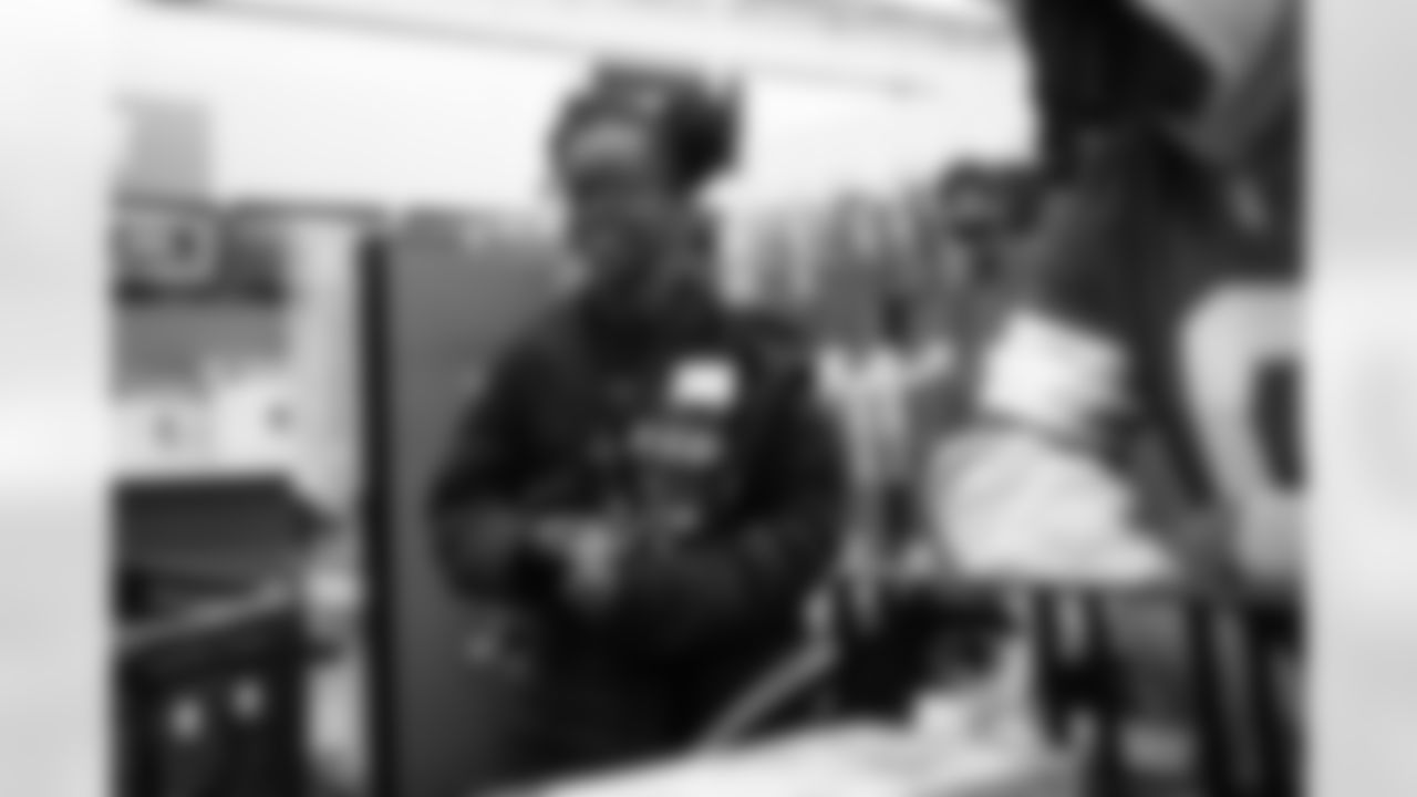 A participant smiling during Shop with a Lion at Meijer on Dec. 8, 2025 in Detroit. (Izzy Rincon/Detroit Lions)