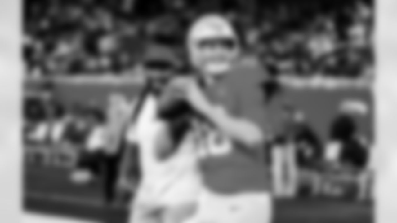 Detroit Lions quarterback Jared Goff (16) before an NFL football game against the Green Bay Packers on Thursday, Nov. 27, 2025 in Detroit. (Jeff Nguyen/Detroit Lions via AP)