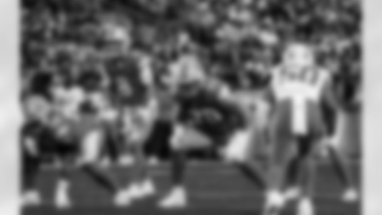 Detroit Lions guard Netane Muti (52), Detroit Lions quarterback Kyle Allen (8), and Detroit Lions tackle Dan Skipper (70) during an NFL football game against the Los Angeles Chargers, Thursday, July 31, 2025, in Canton, Ohio. (Jeff Nguyen/Detroit Lions via AP)