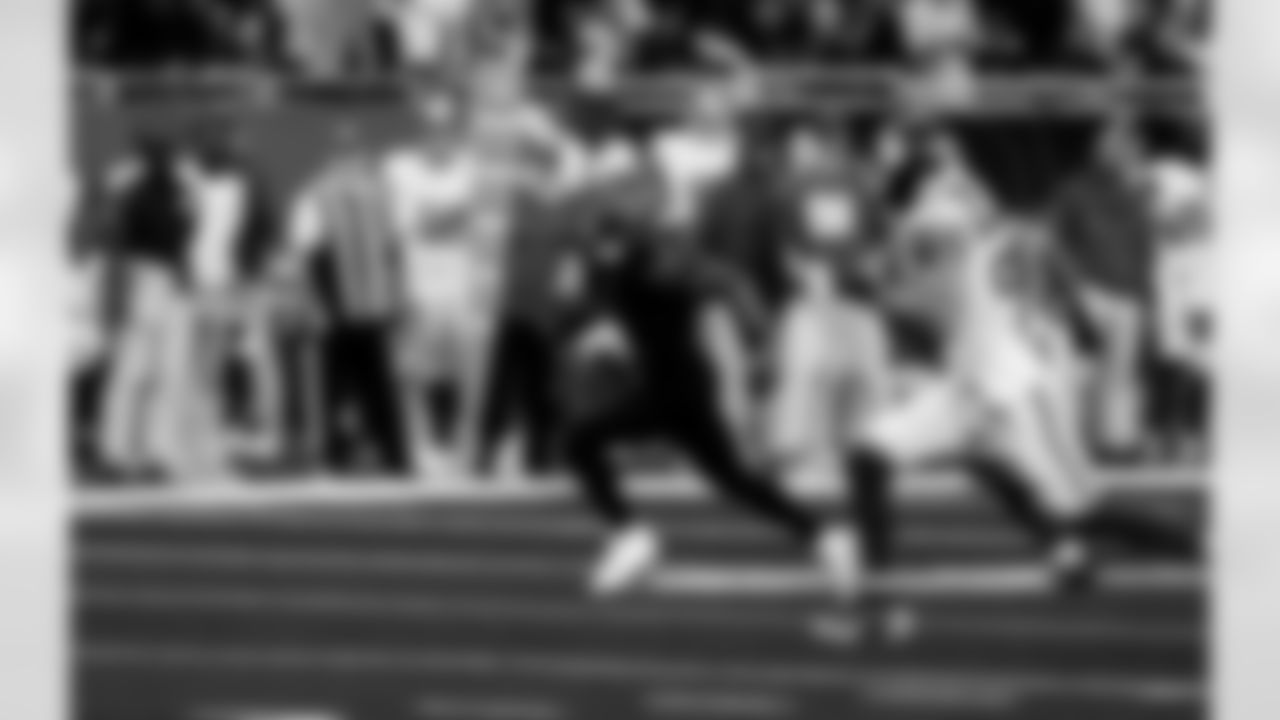 Detroit Lions running back Jahmyr Gibbs (0) during an NFL football game against the New York Giants on Sunday, Nov. 23, 2025 in Detroit. (Jeff Nguyen/Detroit Lions via AP)