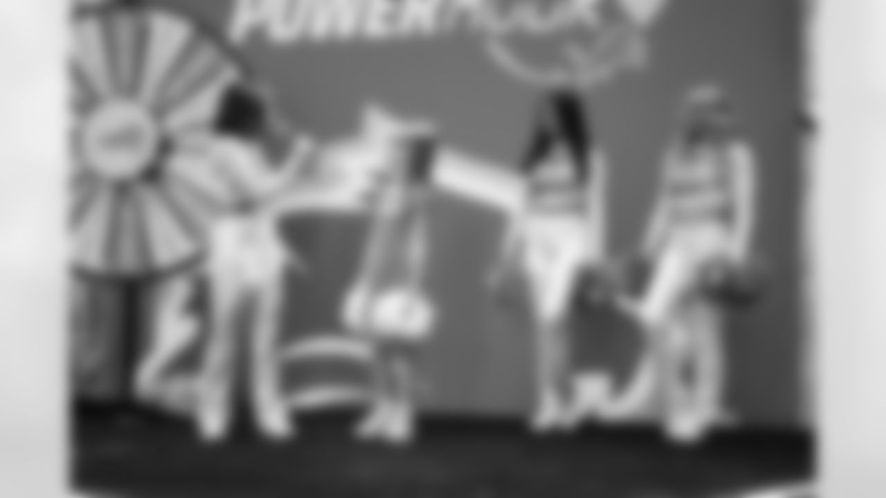 Detroit Lions Cheerleaders at the Spin it wheel before an NFL football game against the Pittsburgh Steelers on Sunday, Dec. 21, 2025 in Detroit. (Mike Ferdinande/Detroit Lions)