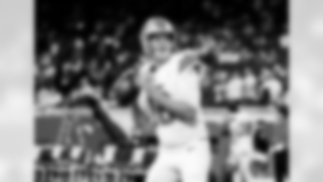 Detroit Lions quarterback Jared Goff (16) before an NFL football game against the Dallas Cowboys on Thursday, Dec. 4, 2025 in Detroit. (Jeff Nguyen/Detroit Lions via AP)