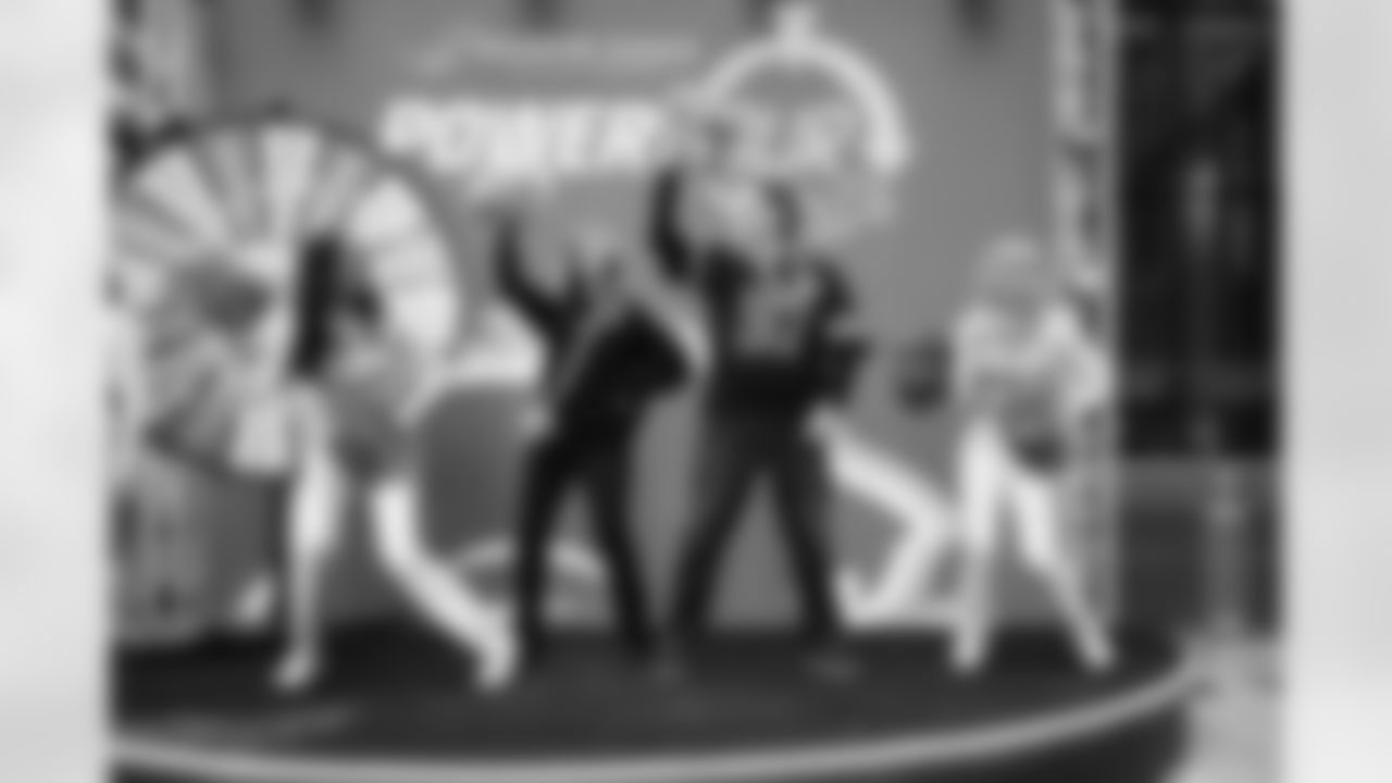 Detroit Lions Cheerleaders at the Spin it wheel before an NFL football game against the Pittsburgh Steelers on Sunday, Dec. 21, 2025 in Detroit. (Mike Ferdinande/Detroit Lions)