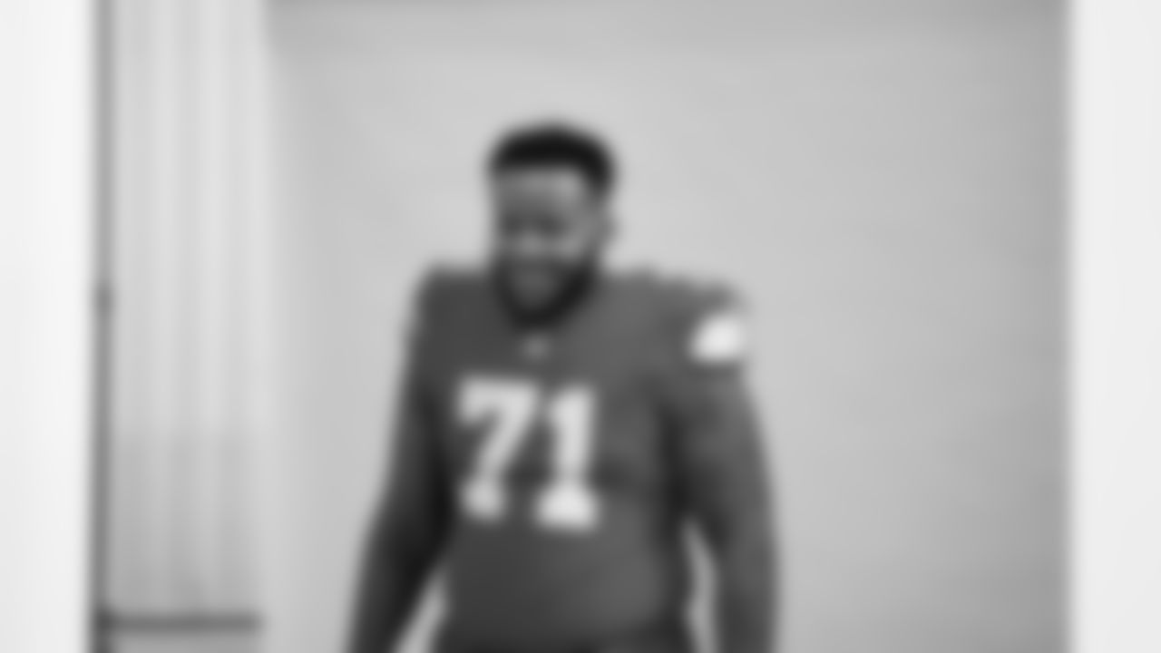 Detroit Lions offensive lineman Miles Frazier (71) during the 2025 media day at the Meijer Performance Center on June 12, 2025 in Allen Park, Mich. (Katie Quinlan/Detroit Lions)