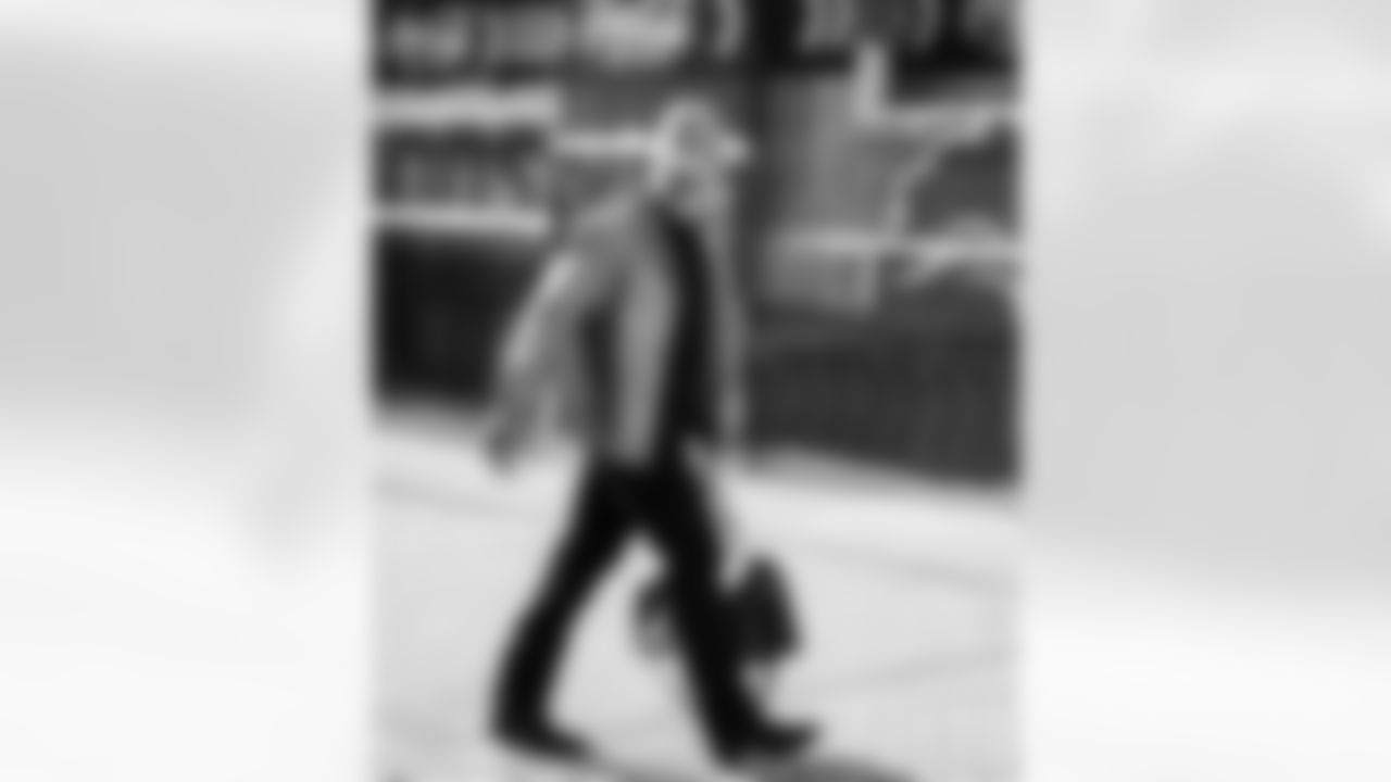 Detroit Lions linebacker Malcolm Rodriguez (44) arrives to an NFL football game against the New York Giants on Sunday, Nov. 23, 2025 in Detroit. (Jeff Nguyen/Detroit Lions via AP)