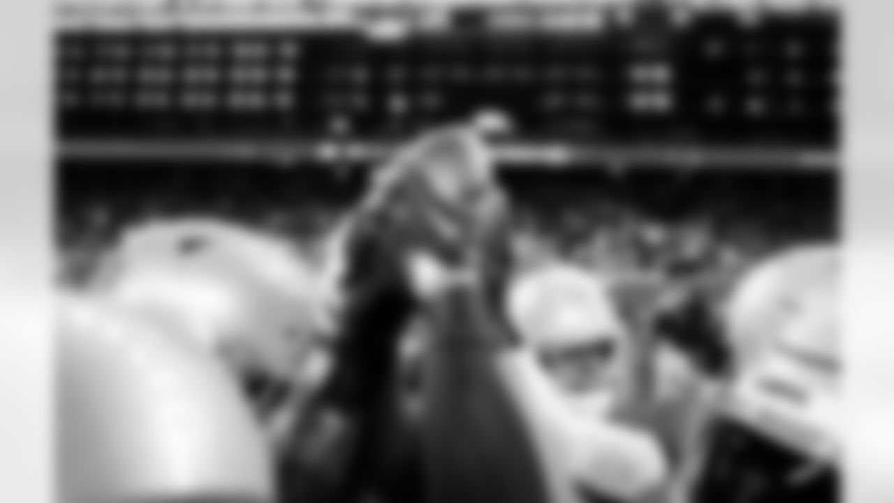 Detroit Lions defensive back Brian Branch (32), Detroit Lions cornerback D.J. Reed (4), and Detroit Lions cornerback Amik Robertson (21) before an NFL football game against the Green Bay Packers on Thursday, Nov. 27, 2025 in Detroit. (Jeff Nguyen/Detroit Lions via AP)