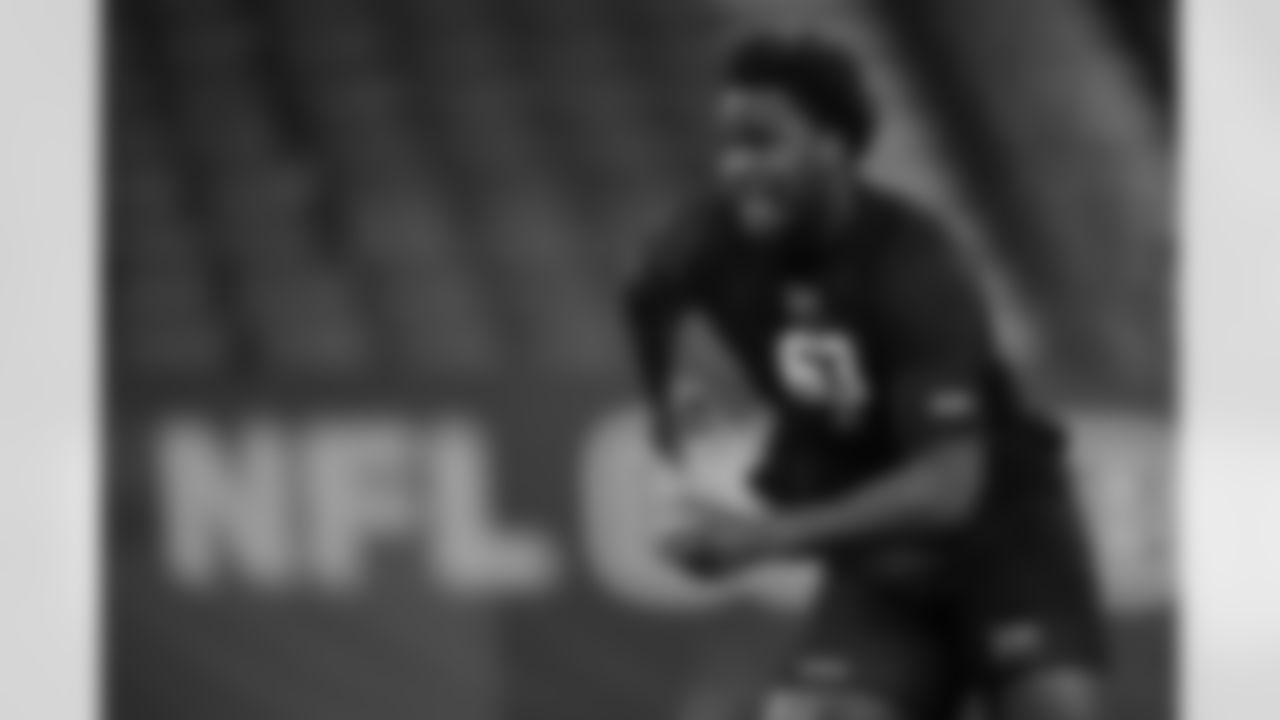 Missouri defensive lineman Zion Young (63) runs a drill at the NFL football scouting combine in Indianapolis, Thursday, Feb. 26, 2026. (AP Photo/Julio Cortez)
