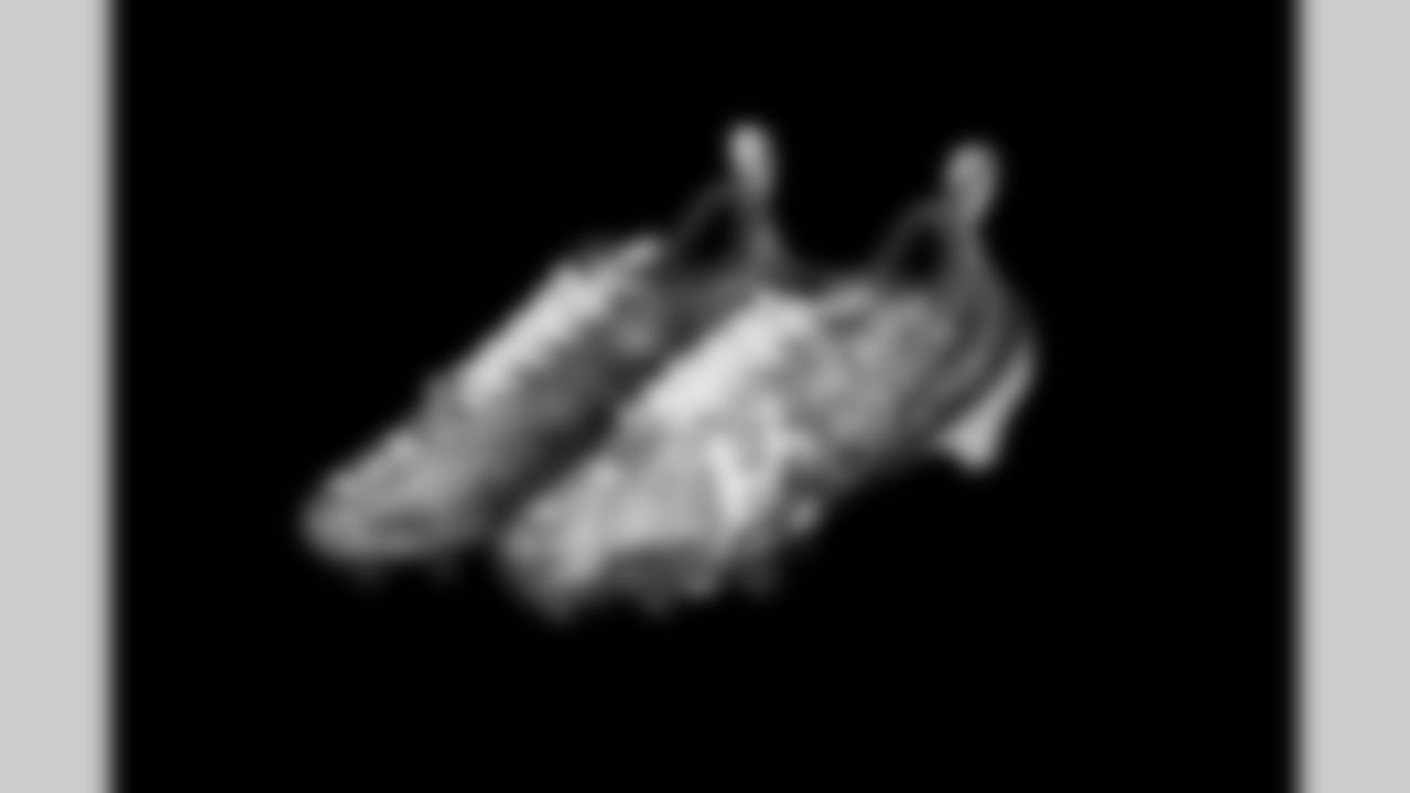 Cleats belonging to Detroit Lions cornerback Khalil Dorsey (30) photographed at the Meijer Performance Center on Nov. 12, 2025 in Allen Park, Mich. (Jeff Nguyen/Detroit Lions)