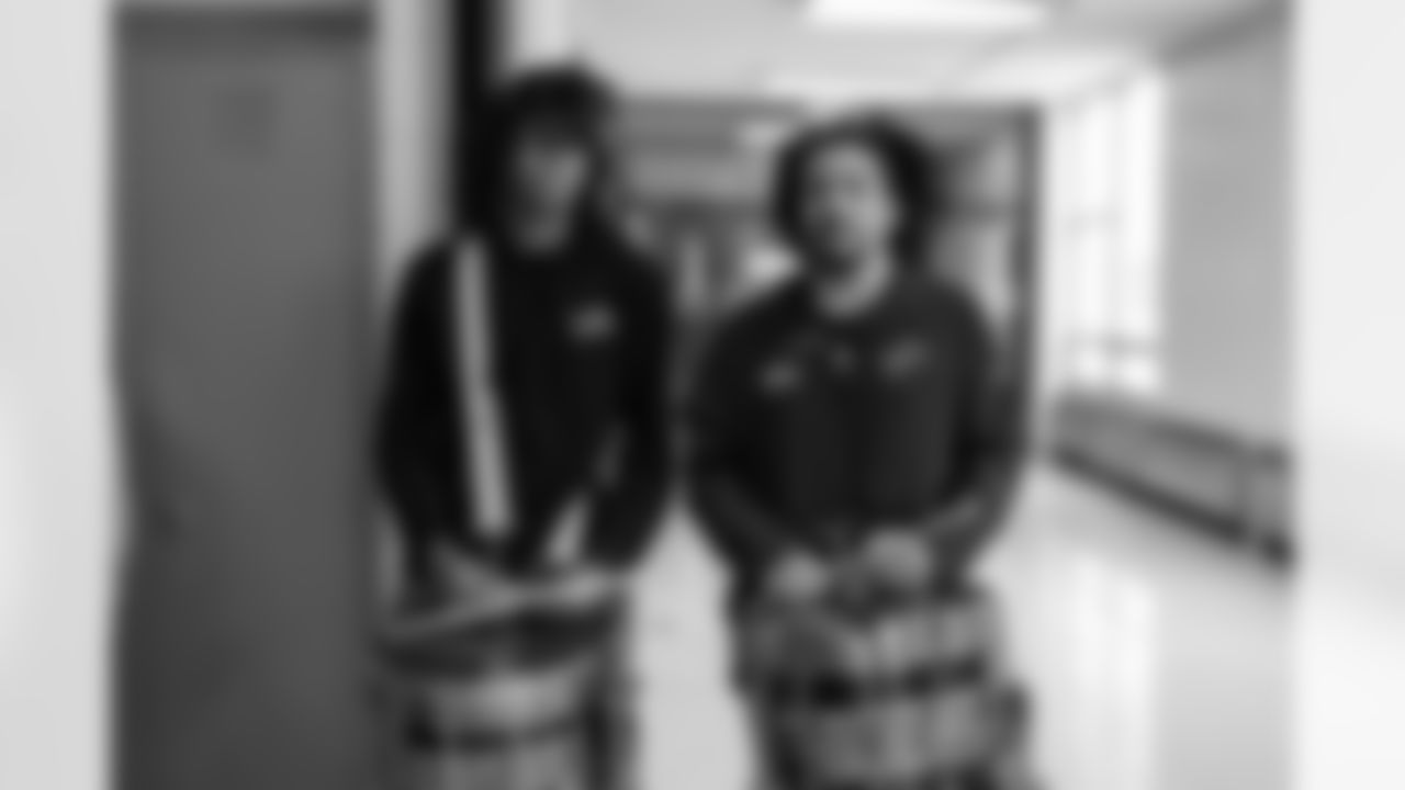 Members of Detroit Lions Honolulu Boom and students during a Count Day activation event at Detroit Lions Academy on Feb. 11, 2026 in Detroit. (Carl Jones II/Detroit Lions)