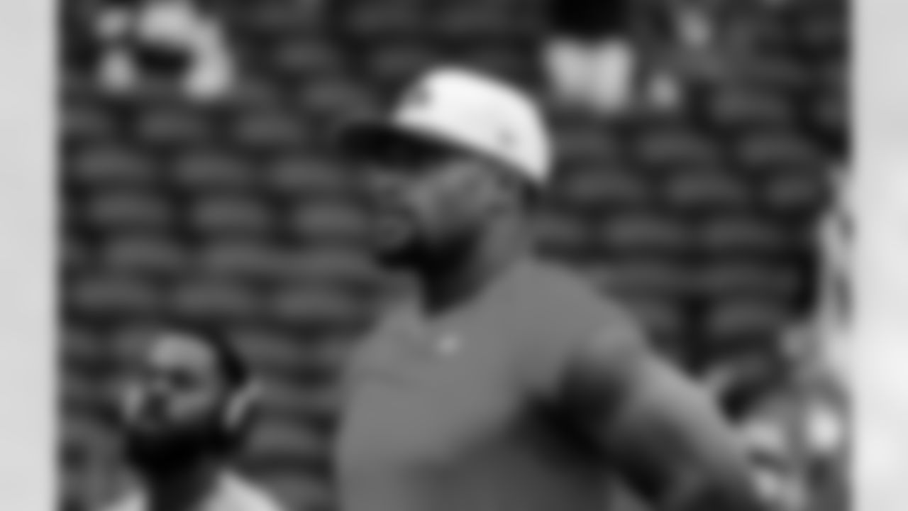 Detroit Lions linebacker Derrick Barnes (55) before an NFL football game against the Los Angeles Chargers, Thursday, July 31, 2025, in Canton, Ohio. (Jeff Nguyen/Detroit Lions via AP)