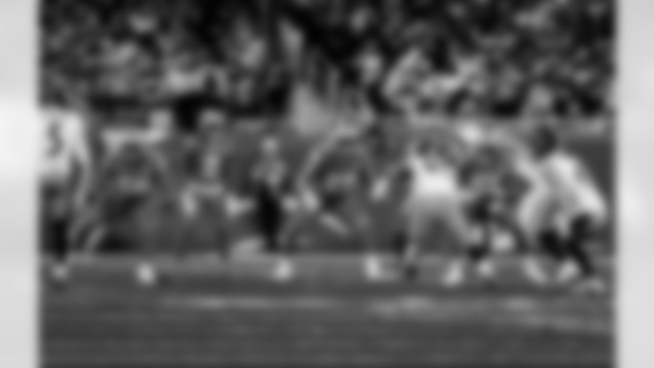 Detroit Lions tackle Penei Sewell (58), Detroit Lions running back Jahmyr Gibbs (0), Detroit Lions offensive lineman Tate Ratledge (69), Detroit Lions quarterback Jared Goff (16), and Detroit Lions center Kingsley Eguakun (65) during an NFL football game against the Pittsburgh Steelers on Sunday, Dec. 21, 2025 in Detroit. (Jeff Nguyen/Detroit Lions via AP)