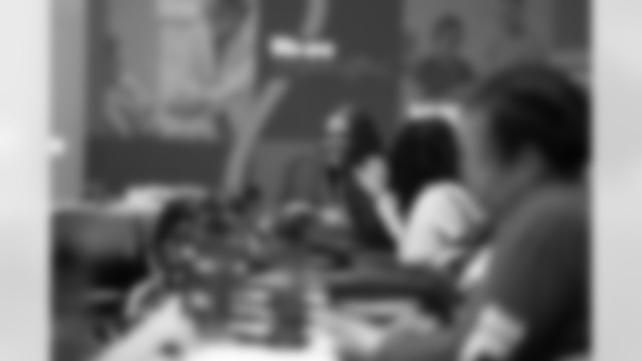 A student smiling during a Detroit Lions Academy health and wellness field trip at the Henry Ford Health campus on Feb. 27, 2026 in Detroit. (Izzy Rincon/Detroit Lions)