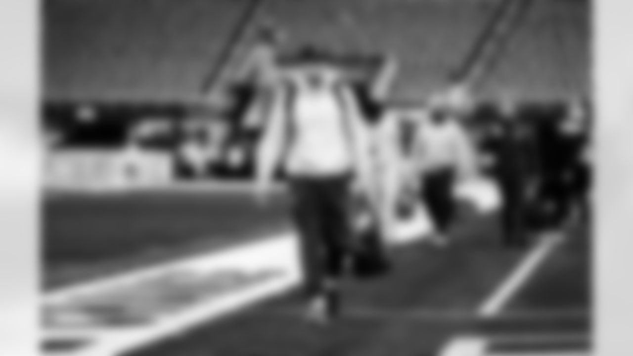 Detroit Lions linebacker Jack Campbell (46) arrives to an NFL football game against the Minnesota Vikings on Thursday, Dec. 25, 2025 in Minneapolis. (Jeff Nguyen/Detroit Lions via AP)