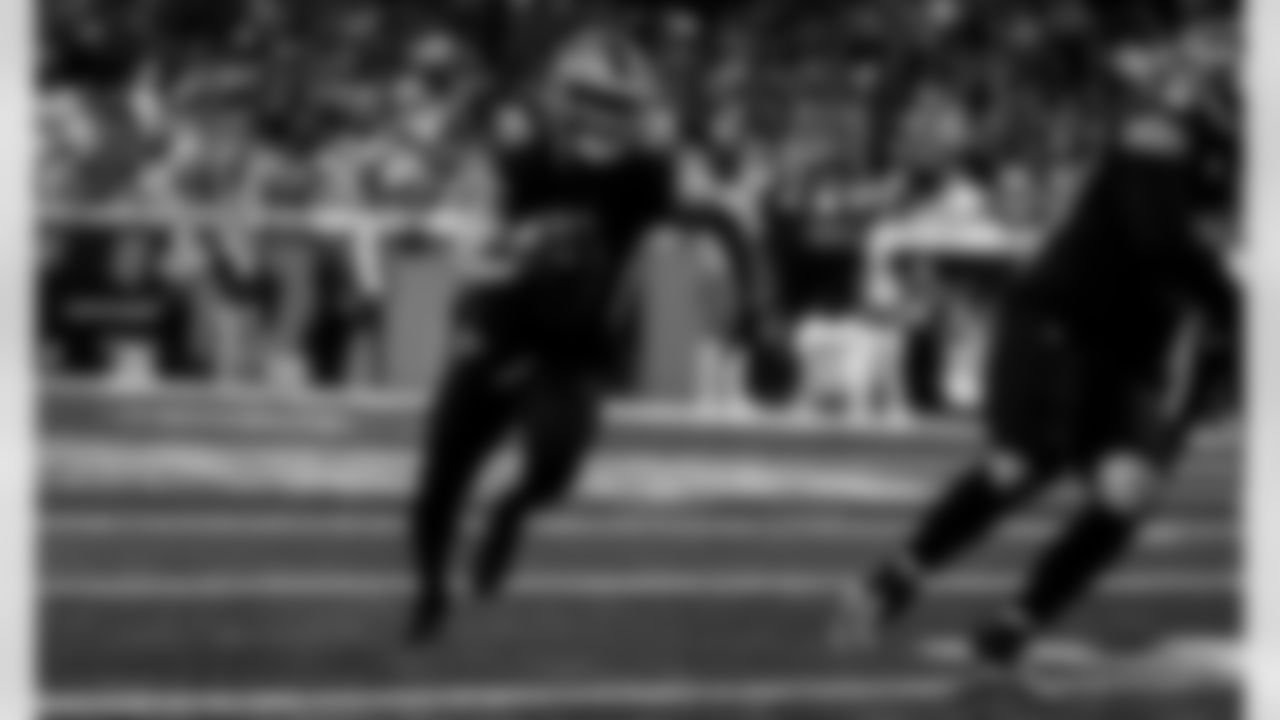 Detroit Lions running back David Montgomery (5) during an NFL football game against the New York Giants on Sunday, Nov. 23, 2025 in Detroit. (Jeff Nguyen/Detroit Lions via AP)