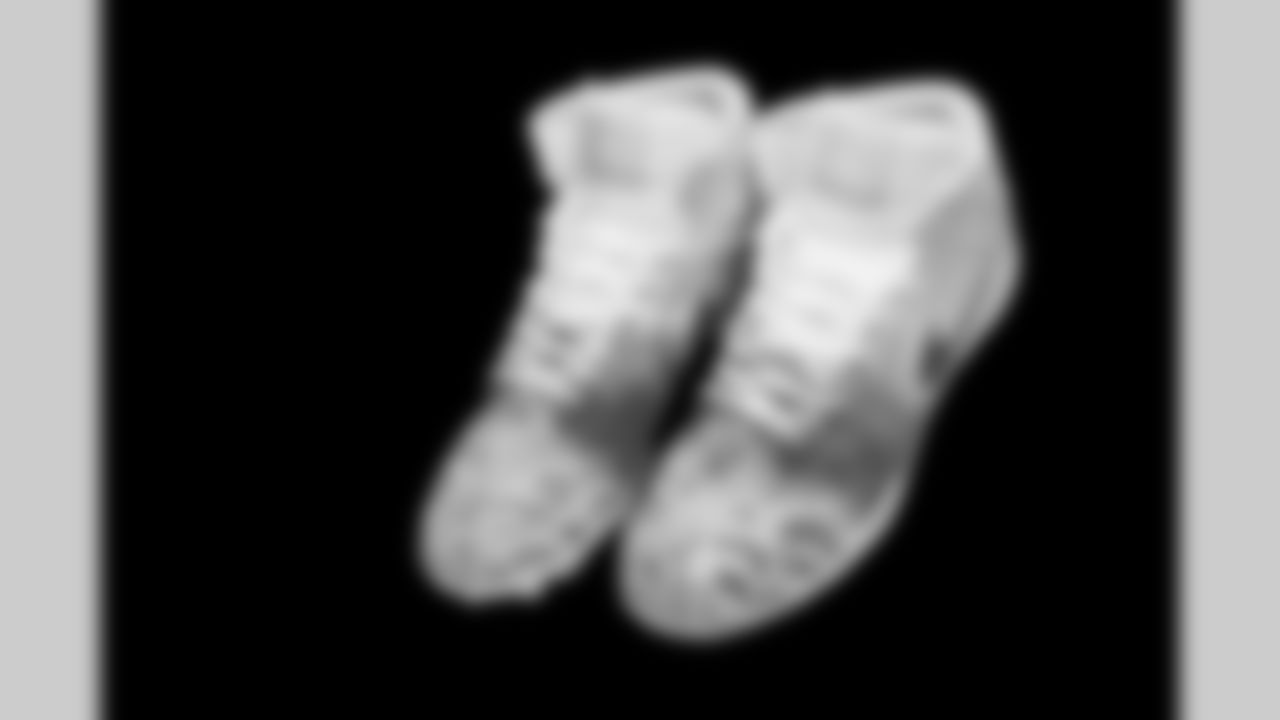 Cleats belonging to Detroit Lions defensive lineman Tyler Lacy (78) photographed at the Meijer Performance Center on Nov. 12, 2025 in Allen Park, Mich. (Jeff Nguyen/Detroit Lions)