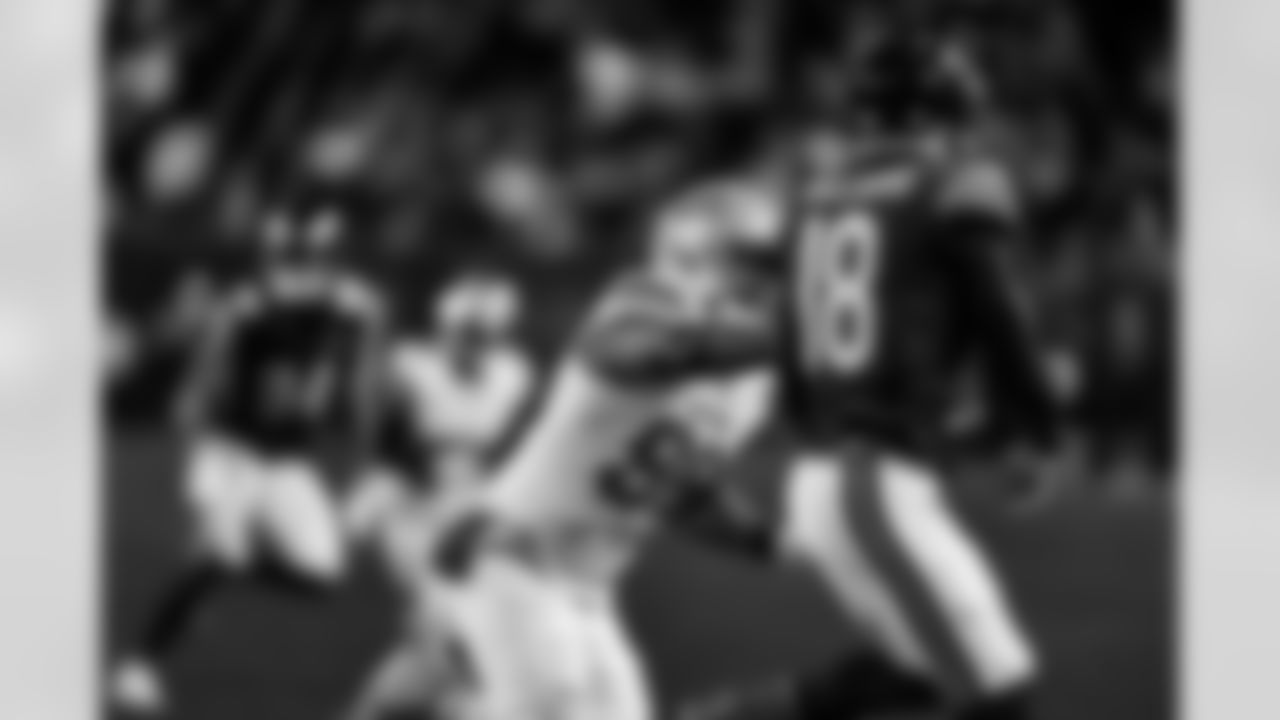 Detroit Lions edge rusher Al-Quadin Muhammad (96) during an NFL football game against the Chicago Bears on Sunday, Jan. 4, 2026 in Chicago. (Jeff Nguyen/Detroit Lions via AP)