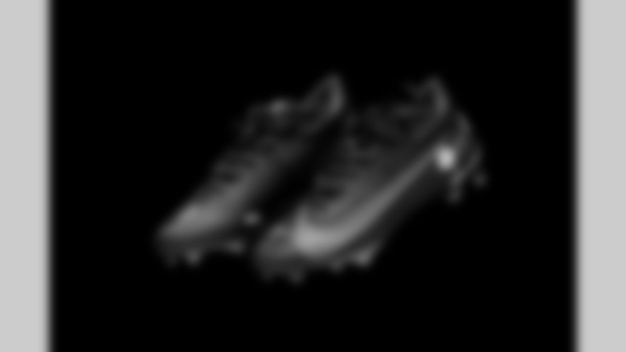 Cleats belonging to Detroit Lions linebacker Jack Campbell (46) photographed at the Meijer Performance Center on Nov. 12, 2025 in Allen Park, Mich. (Jeff Nguyen/Detroit Lions)