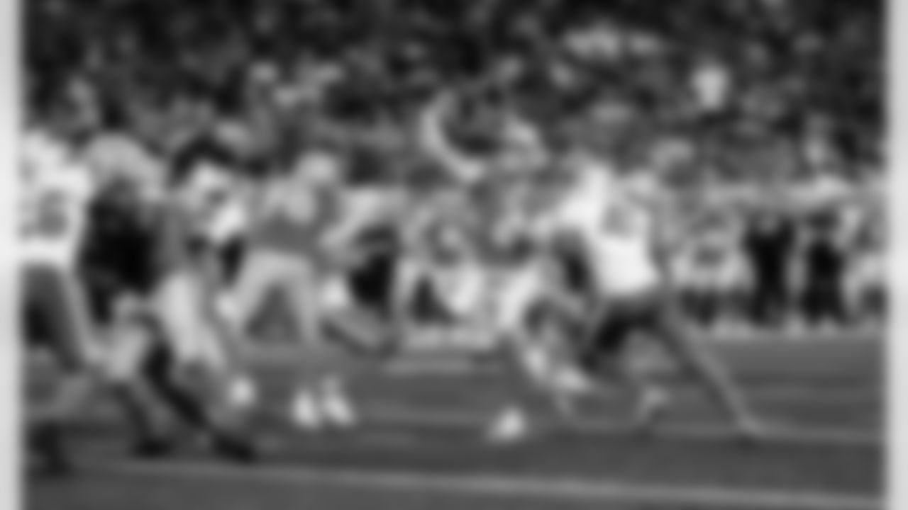 Detroit Lions tackle Dan Skipper (70) and Detroit Lions quarterback Kyle Allen (8) during an NFL football game against the Miami Dolphins, Saturday, August 16 in Detroit. (Jeff Nguyen/Detroit Lions via AP)
