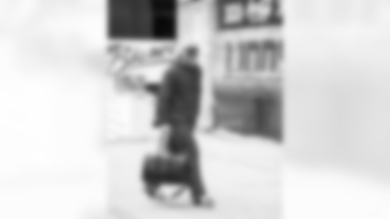 Detroit Lions linebacker Malcolm Rodriguez (44) arrives to an NFL football game against the Pittsburgh Steelers on Sunday, Dec. 21, 2025 in Detroit. (Jeff Nguyen/Detroit Lions via AP)