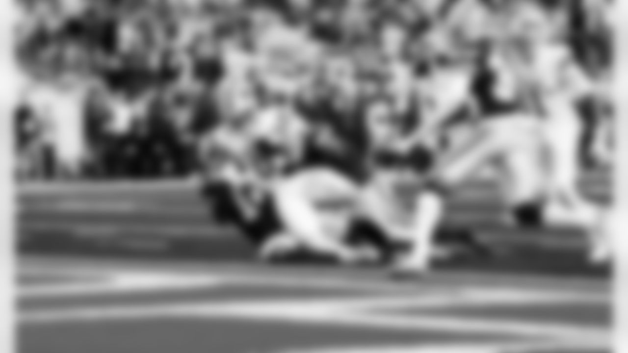 Detroit Lions running back Jahmyr Gibbs (0) scores a touchdown during an NFL football game against the Dallas Cowboys on Thursday, Dec. 4, 2025 in Detroit. (Jeff Nguyen/Detroit Lions via AP)