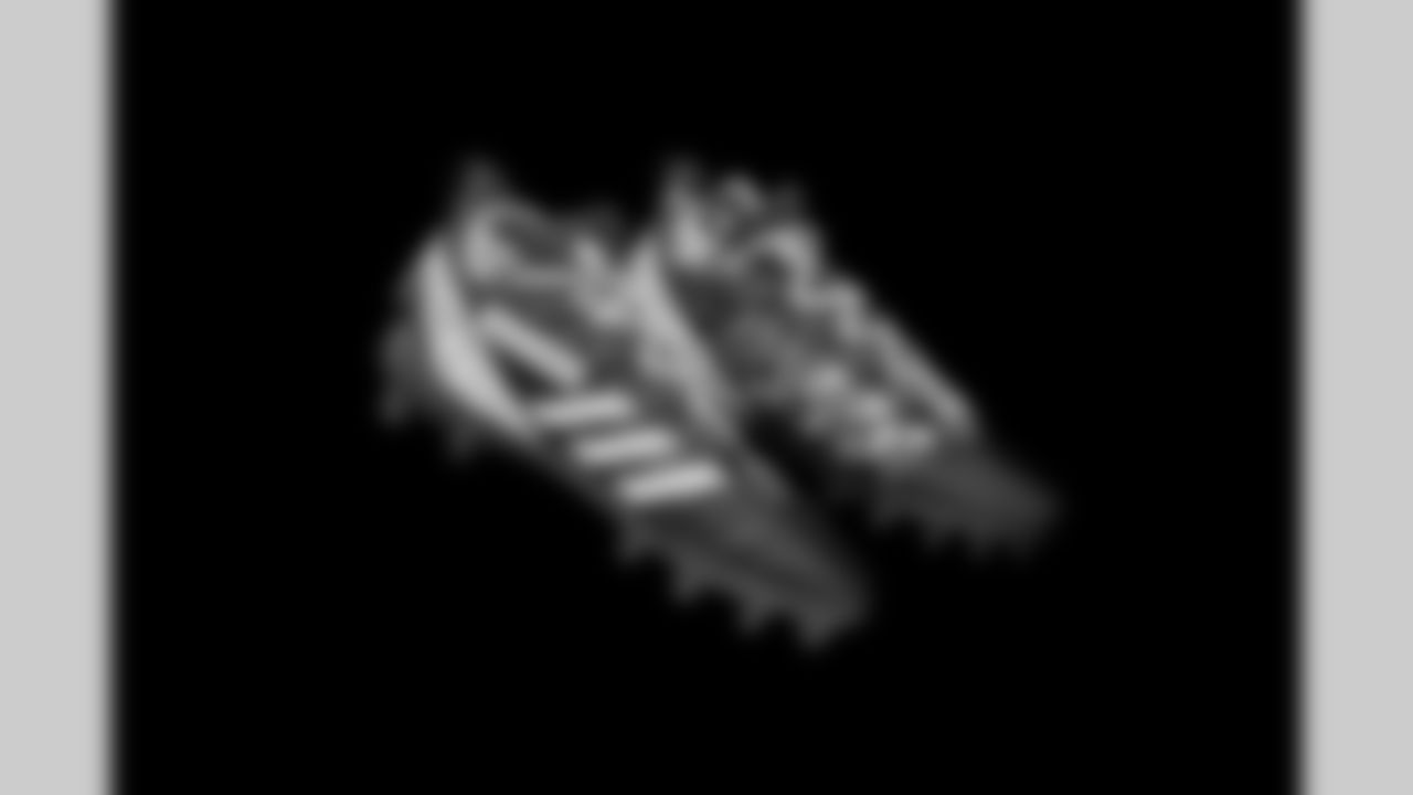 Cleats belonging to Detroit Lions wide receiver Amon-Ra St. Brown (14) photographed at the Meijer Performance Center on Nov. 21, 2025 in Allen Park, Mich. (Jeff Nguyen/Detroit Lions)