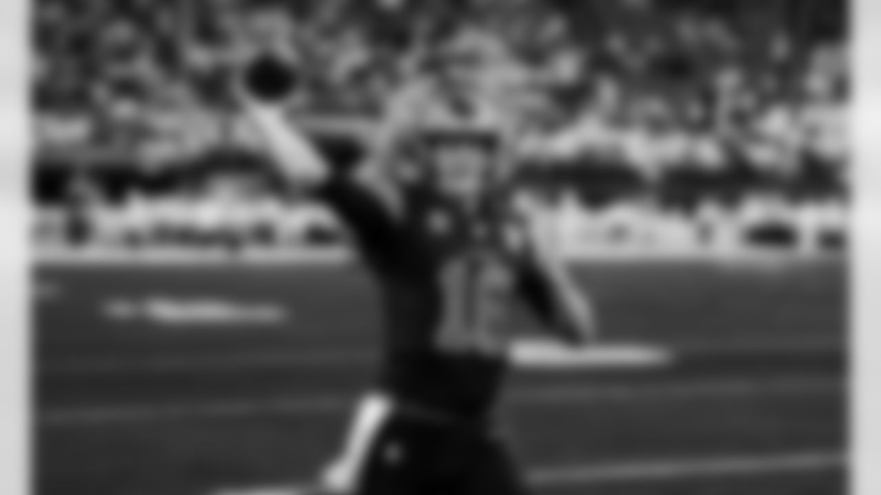 Detroit Lions quarterback Jared Goff (16) before an NFL football game against the Minnesota Vikings on Thursday, Dec. 25, 2025 in Minneapolis. (Jeff Nguyen/Detroit Lions via AP)