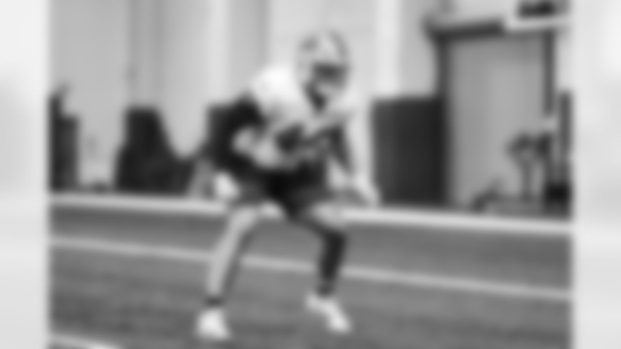 Detroit Lions linebacker Malcolm Rodriguez (44) during practice at the Meijer Performance Center on Dec. 10, 2025 in Allen Park, Mich. (Jeff Nguyen/Detroit Lions)