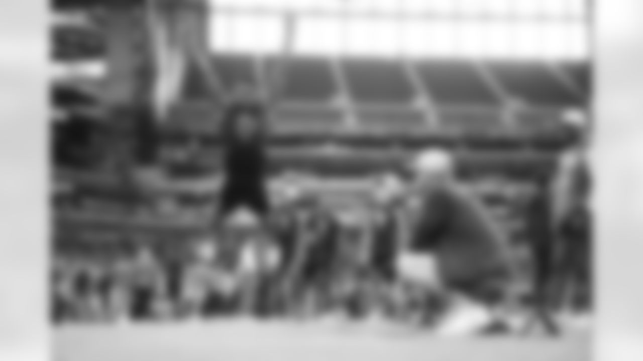 TCU defensive back Bud Clark (33) participates in the Broad Jump at the NFL football scouting combine, Friday, Feb. 27, 2026, in Indianapolis. (Gregory Payan/AP Content Services for NFL)