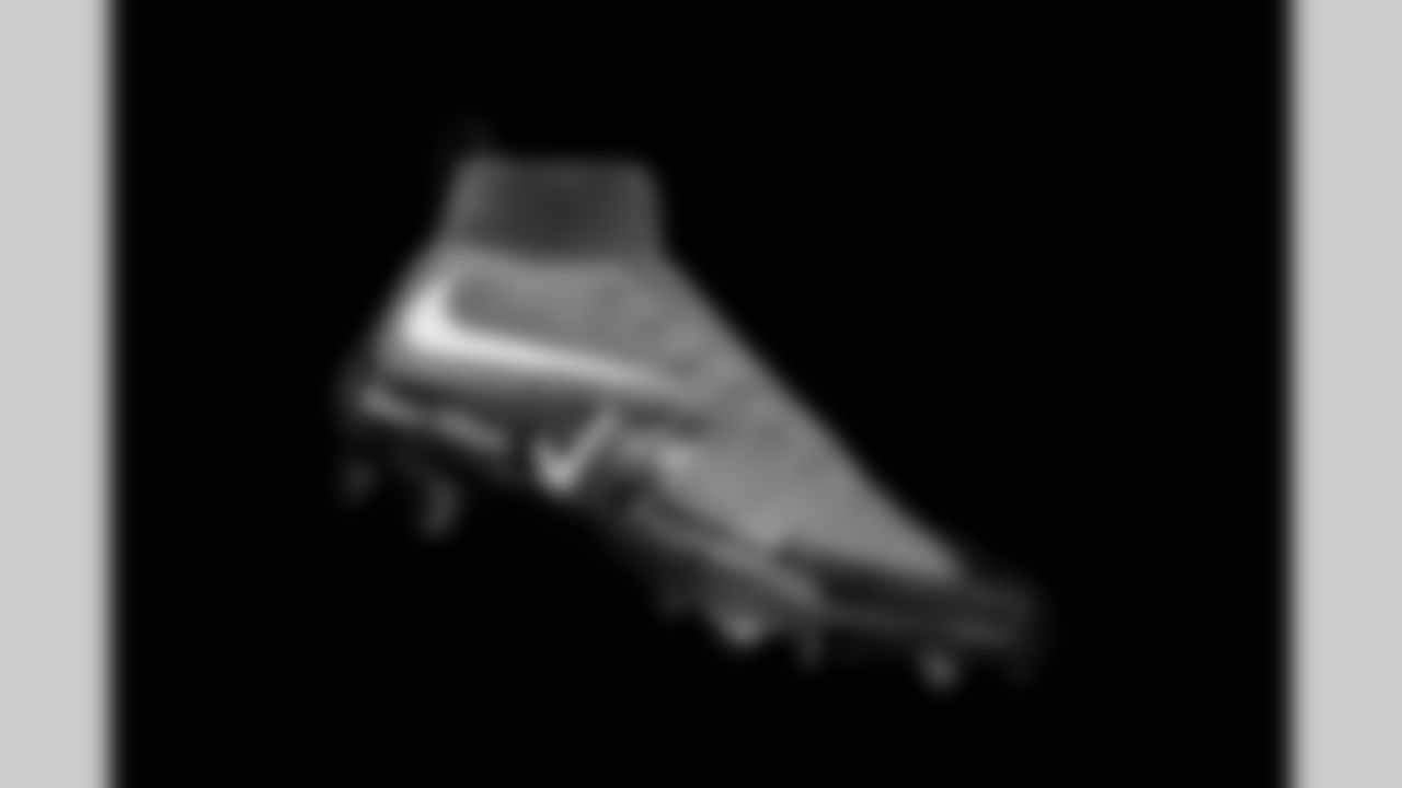 Cleats belonging to Detroit Lions wide receiver Jameson Williams (1) photographed at the Meijer Performance Center on Nov. 12, 2025 in Allen Park, Mich. (Jeff Nguyen/Detroit Lions)