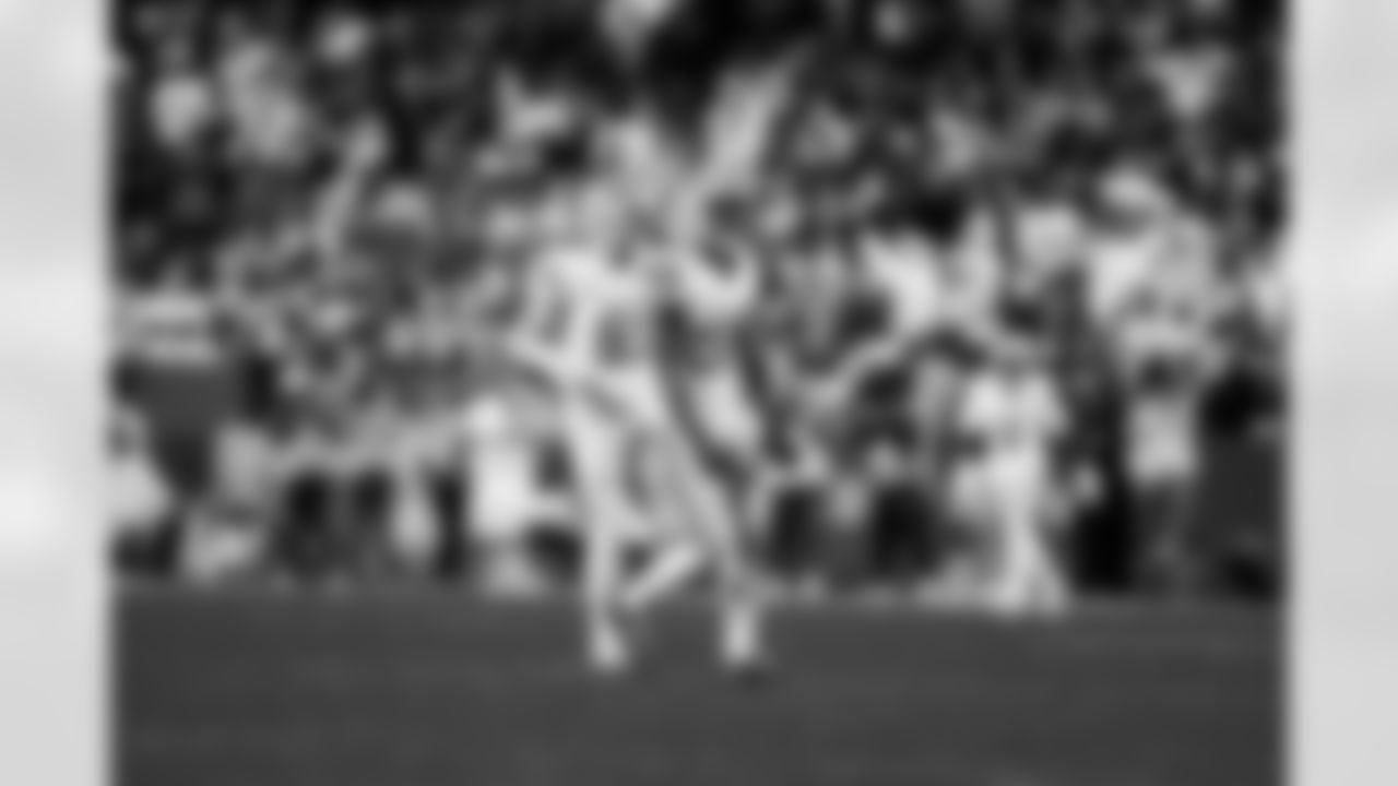 Detroit Lions defensive back Brian Branch (32) celebrates after a sack during an NFL football game against the Washington Commanders on Sunday, Nov. 9, 2025 in Landover, Md. (Jeff Nguyen/Detroit Lions via AP)