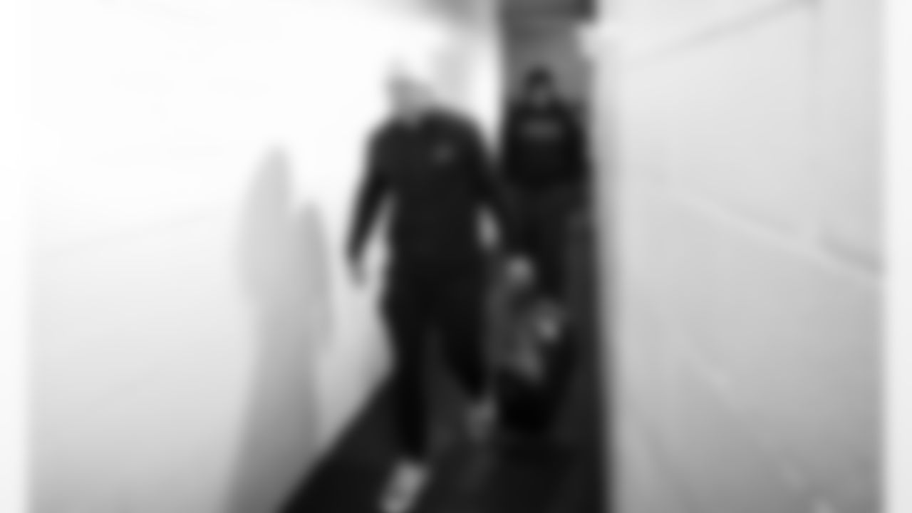 Detroit Lions linebacker Malcolm Rodriguez (44) arrives to an NFL football game against the Chicago Bears on Sunday, Jan. 4, 2026 in Chicago. (Jeff Nguyen/Detroit Lions via AP)