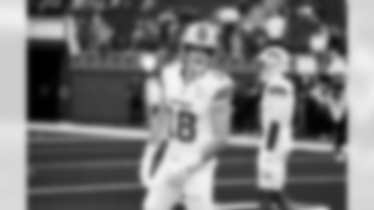 Detroit Lions wide receiver Isaac TeSlaa (18) before an NFL football game against the Los Angeles Rams on Sunday, Dec. 14, 2025 in Inglewood, Calif. (Jeff Nguyen/Detroit Lions via AP)