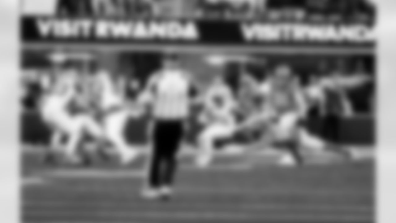 Detroit Lions wide receiver Kalif Raymond (11) returns a punt during an NFL football game against the Los Angeles Rams on Sunday, Dec. 14, 2025 in Inglewood, Calif. (Jeff Nguyen/Detroit Lions via AP)