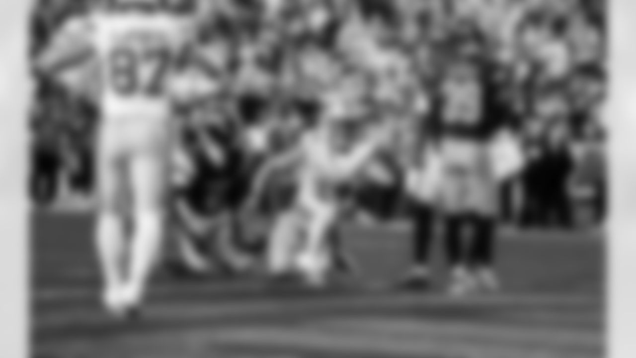 Detroit Lions wide receiver Amon-Ra St. Brown (14) scores a touchdown during an NFL football game against the Washington Commanders on Sunday, Nov. 9, 2025 in Landover, Md. (Jeff Nguyen/Detroit Lions via AP)