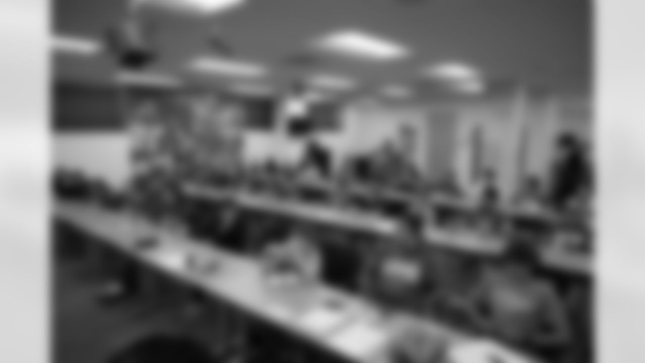 Shoe Club students during a shoe design competition event at the Meijer Performance Center on Sept. 27, 2025 in Allen Park, Mich. (Carl Jones II/Detroit Lions via AP)