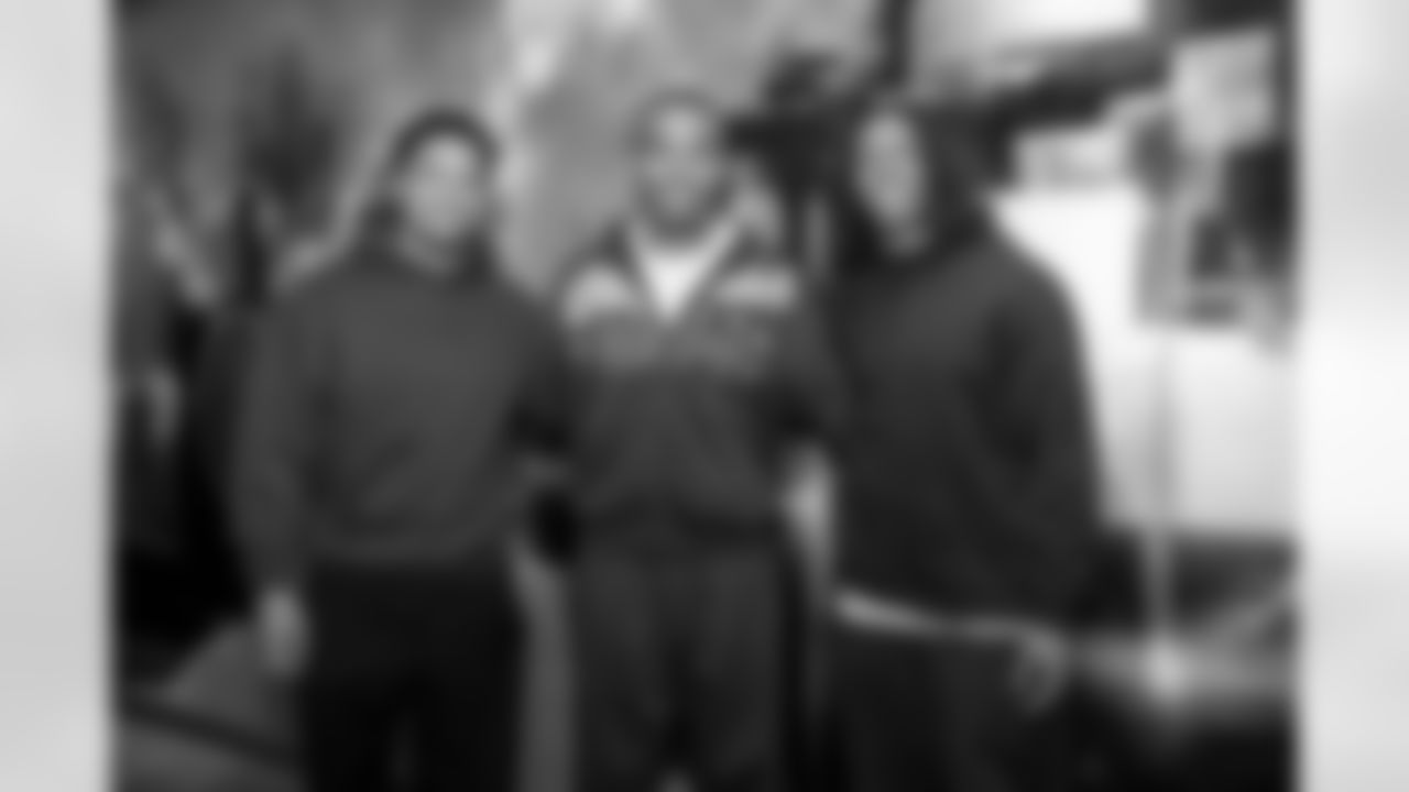 Detroit Lions running back Craig Reynolds (13), Detroit Lions wide receiver Amon-Ra St. Brown (14) and Detroit Lions running back Jahmyr Gibbs (0) during a Strike for Literacy event at Five Iron Golf on Nov. 3, 2025 in Detroit.(Carl Jones II/Detroit Lions)