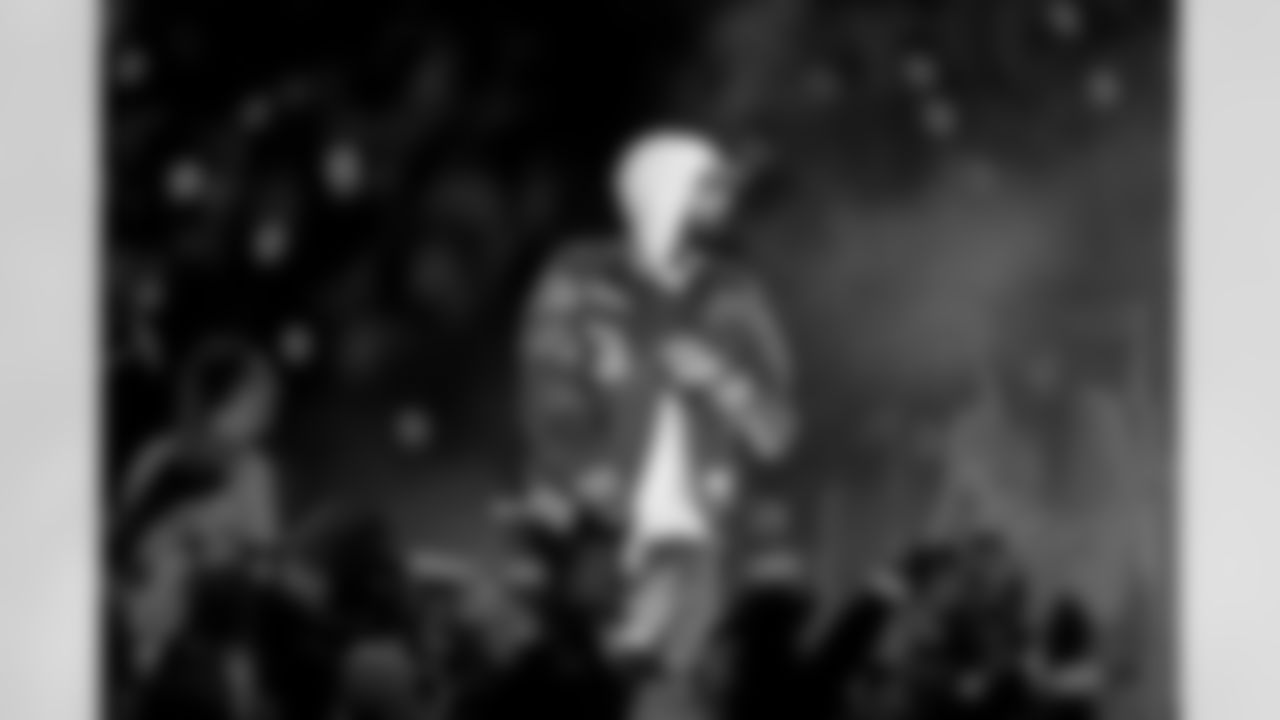 Eminem performs during the Thanksgiving Halftime Show powered by Verizon during an NFL football game against the Green Bay Packers on Thursday, Nov. 27, 2025 in Detroit. (Jeff Nguyen/Detroit Lions via AP)