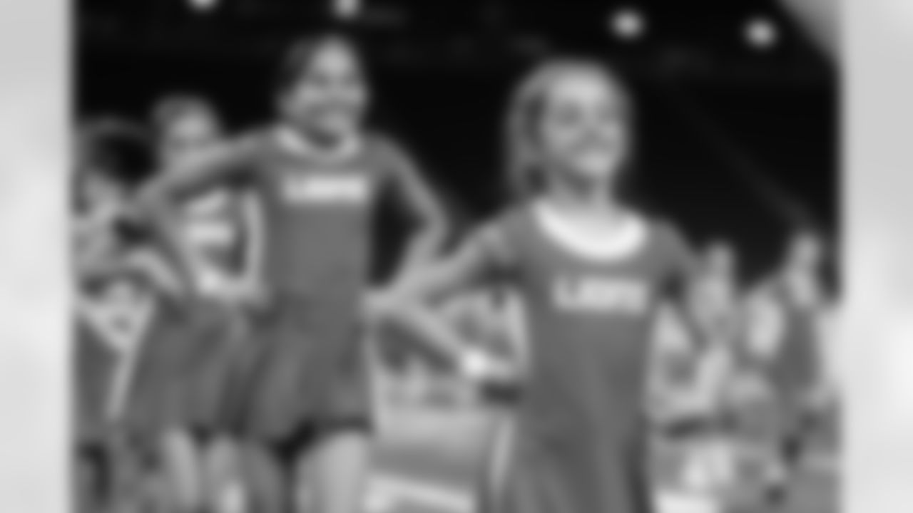 Participants during the junior cheer clinic at Ford Field on Dec. 7, 2025 in Detroit. (Mike Ferdinande/Detroit Lions)