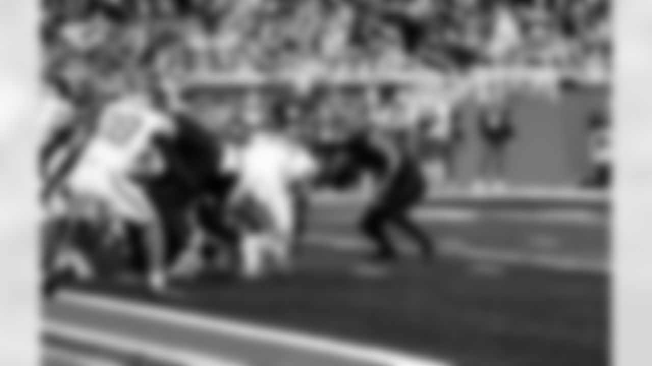 Detroit Lions running back David Montgomery (5) during an NFL football game against the New York Giants on Sunday, Nov. 23, 2025 in Detroit. (Jeff Nguyen/Detroit Lions via AP)