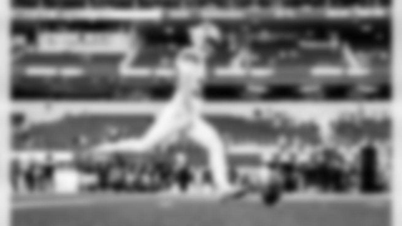Detroit Lions kicker Jake Bates (39) before an NFL football game against the Los Angeles Rams on Sunday, Dec. 14, 2025 in Inglewood, Calif. (Jeff Nguyen/Detroit Lions via AP)