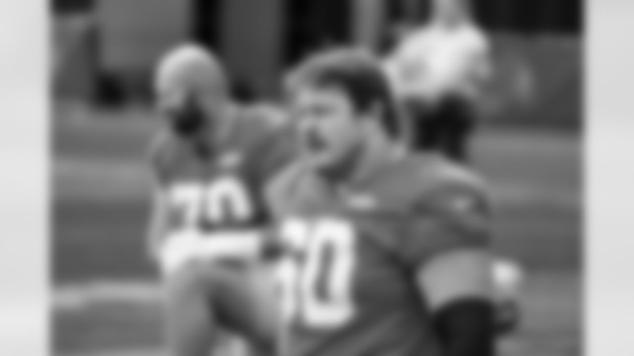 Detroit Lions offensive lineman Graham Glasgow (60) during practice at the Meijer Performance Center on Oct. 17, 2025 in Allen Park, Mich. (Jeff Nguyen/Detroit Lions)