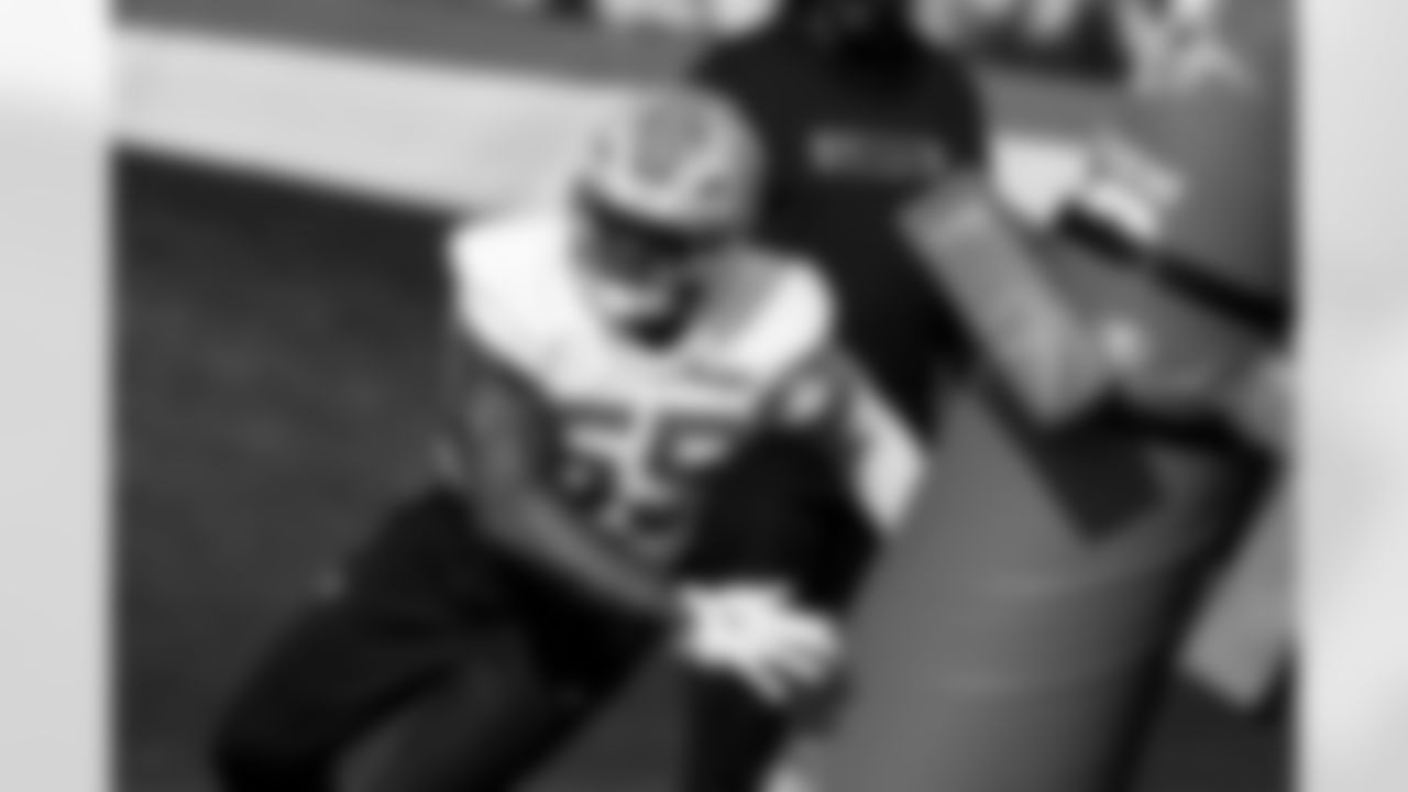 Detroit Lions linebacker Derrick Barnes (55) during practice at the Meijer Performance Center on Nov. 6, 2025 in Allen Park, Mich. (Jeff Nguyen/Detroit Lions)